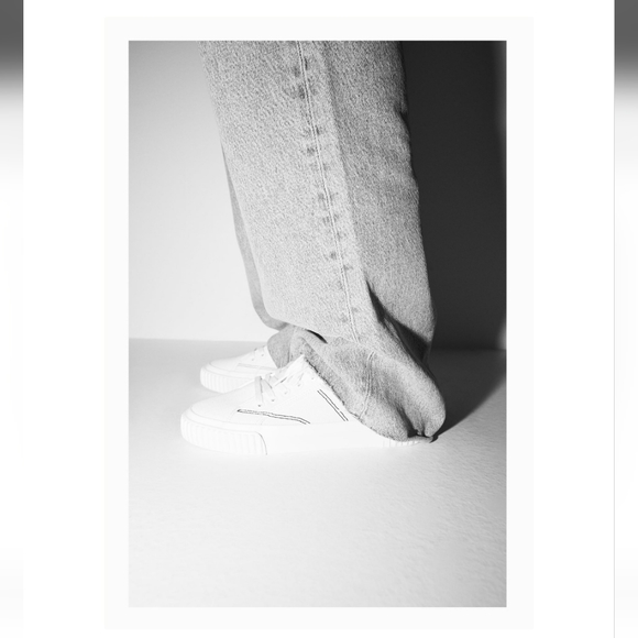 NWT Zara Canvas Low Top Ecru Trainers, Size 10 - Picture 9 of 17